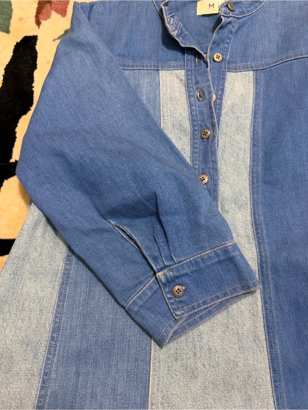 Mi Two-Tone Blue Panel Denim Mini Dress - Picture 5 of 7